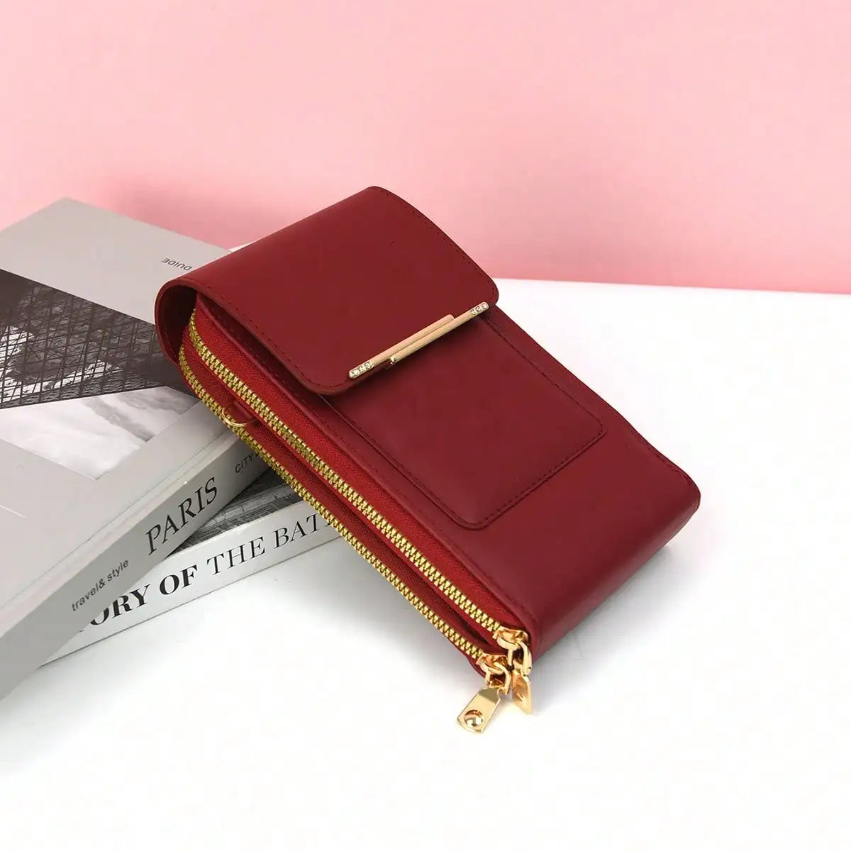 1pcs Solid Color Fashion Multi-pocket Waterproof Phone Wallet