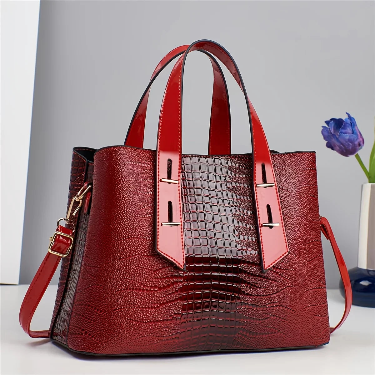 Fashionable Colorful Alligator Pattern Women Handbag Design