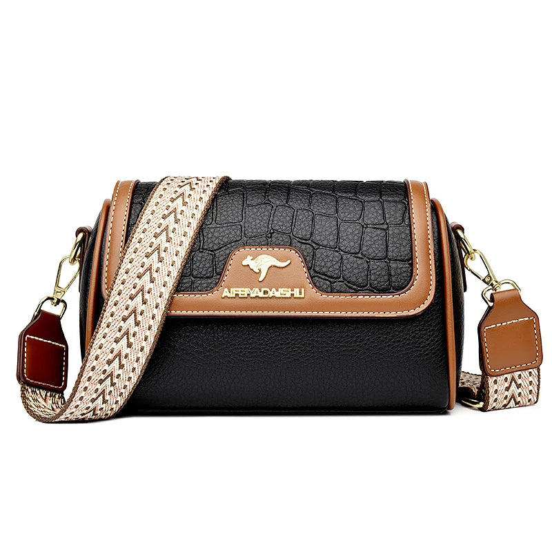 Stone Pu Leather Shoulder Bag Fashion Crossbody Square Satchel Bag