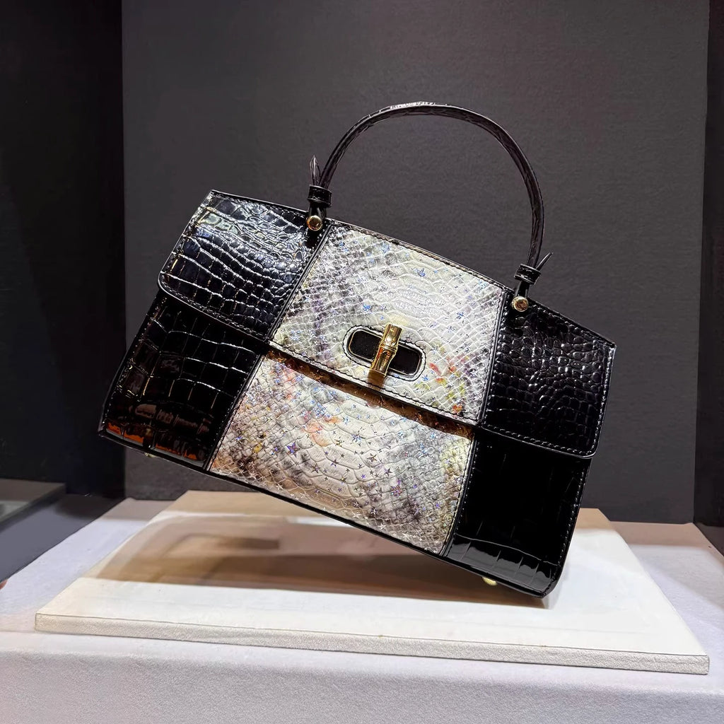 Leather Bag Crocodile Print Fashion Large Capacity Handbag
