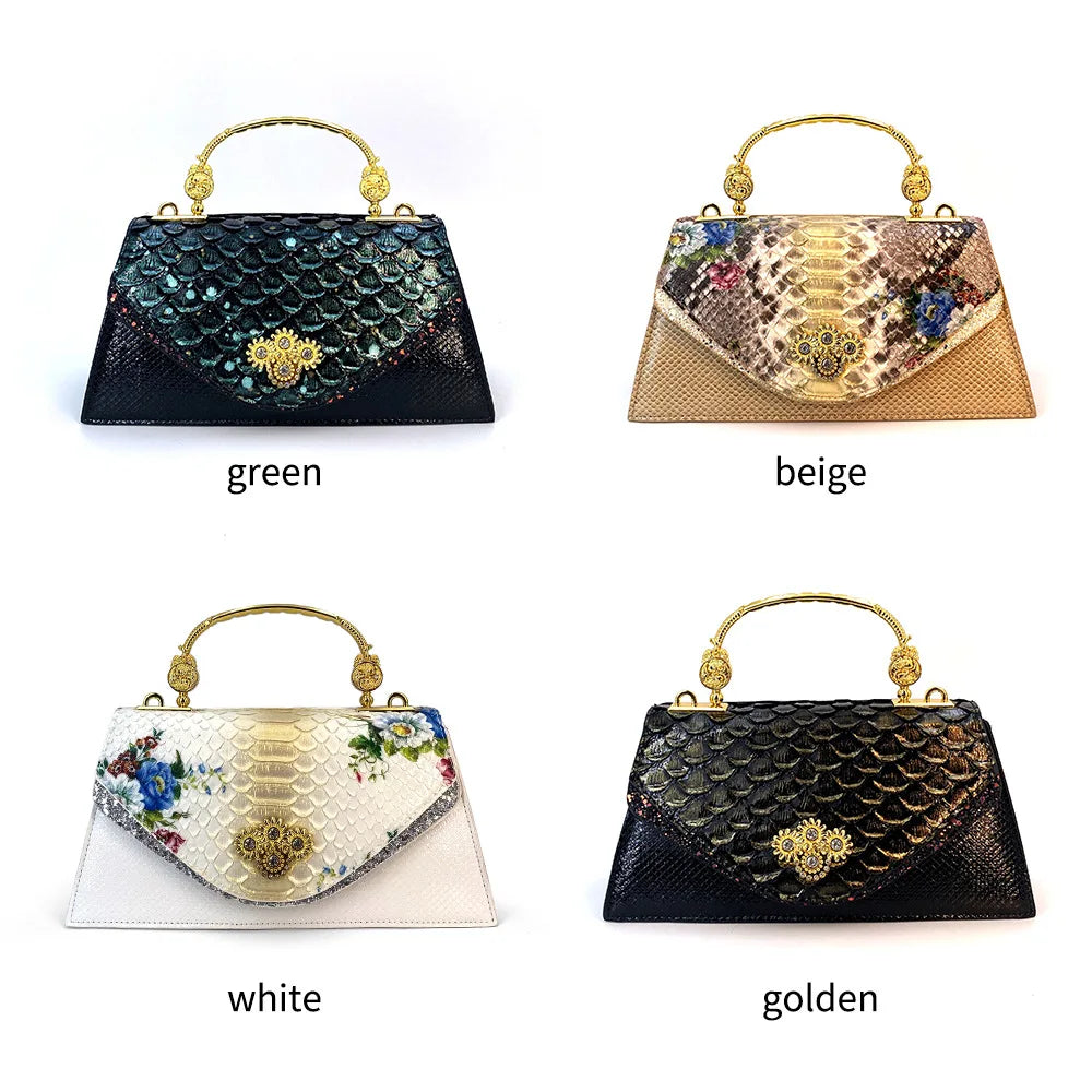 Fashionable Fish Scale Pattern Pu Leather Design Handbag