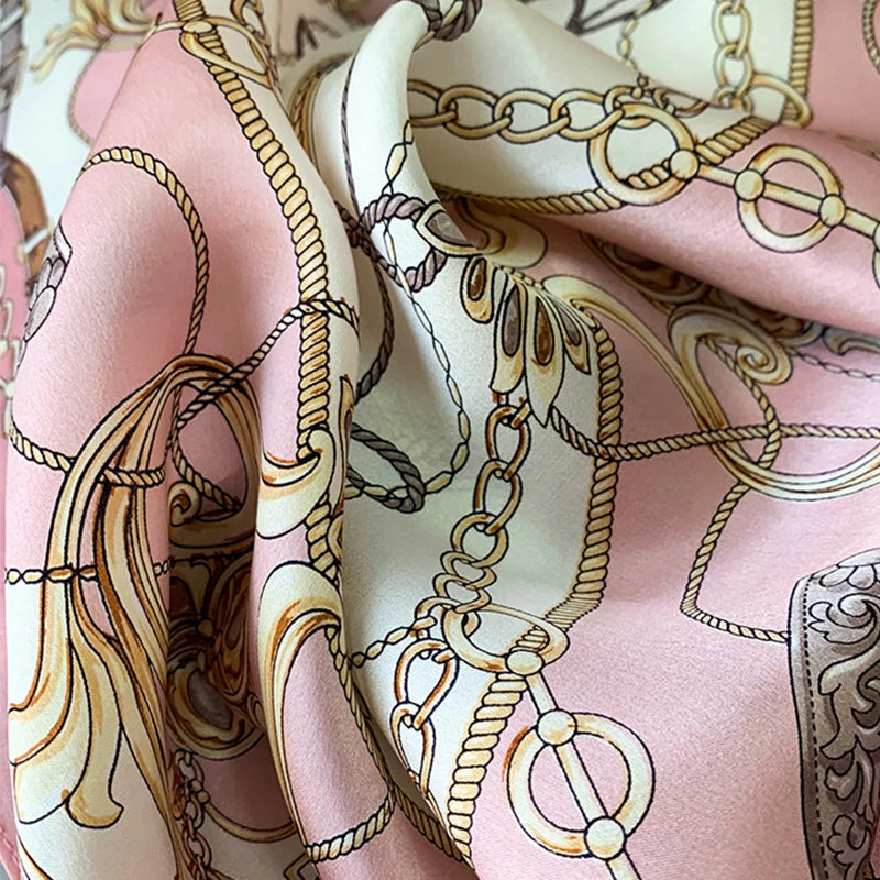 90*90cm Square Silk Scarves Shawls Fashion Print Kerchief Femme Head Scarf