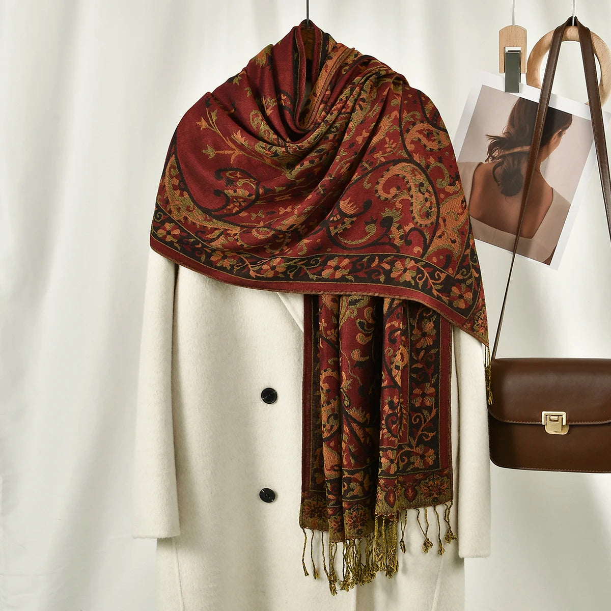 Paisley Embroidery Retro Cashew Cotton Scarf Wraps