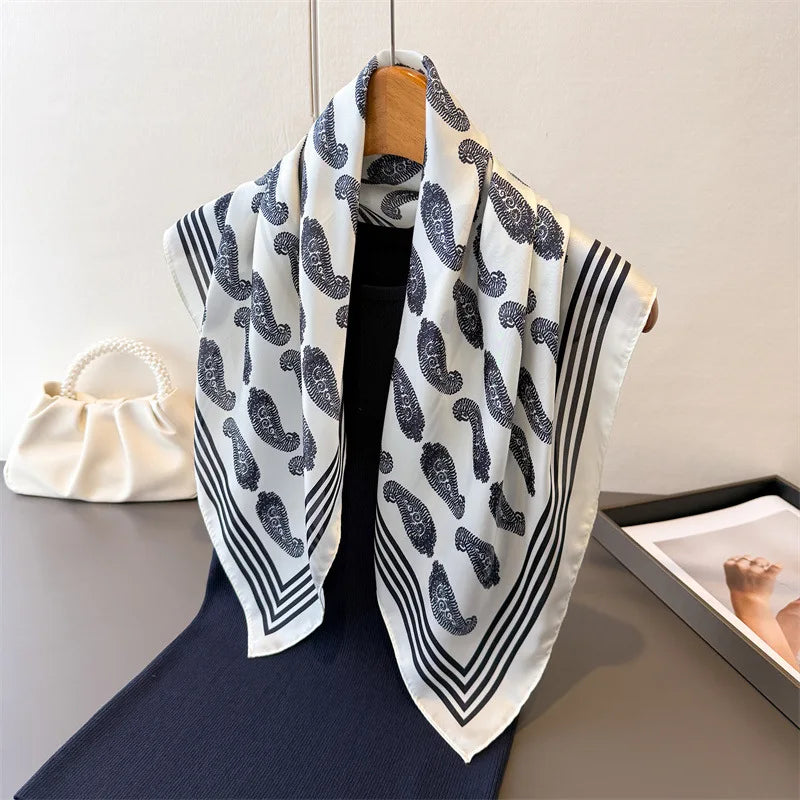 Fashion Silk Scarves Versatile High-end Cashew Print Silk Ladies Square Scarf