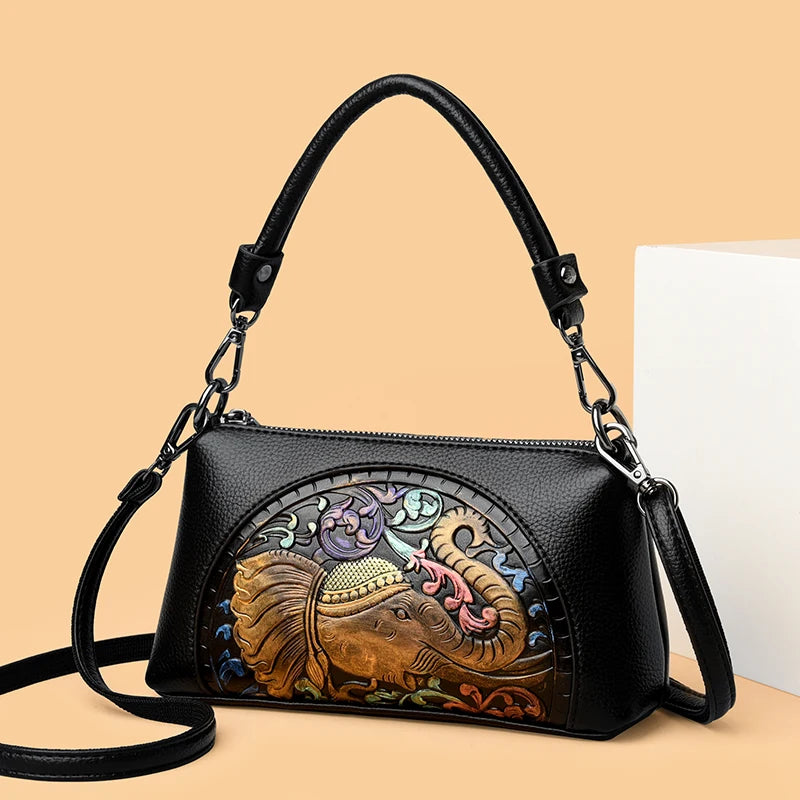 Women's Luxury Leather Top-Handle Bags Design Printing Shoulder Crossbody Bags