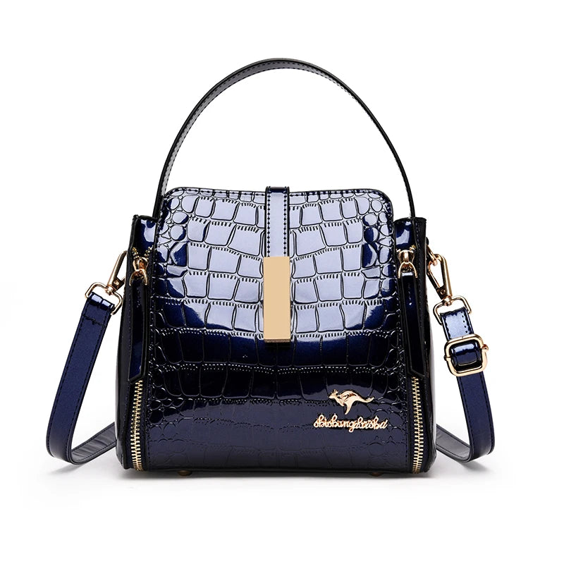 Fashion Handbag High Quality Crocodile Pattern Patent Leather
