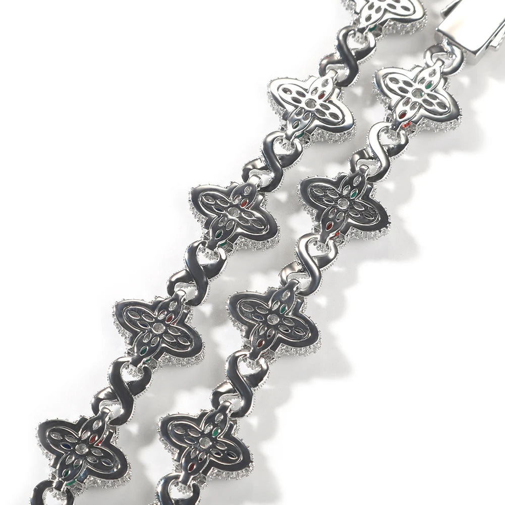 Iced Baguette CZ Floral Infinity Bracelet Jewelry