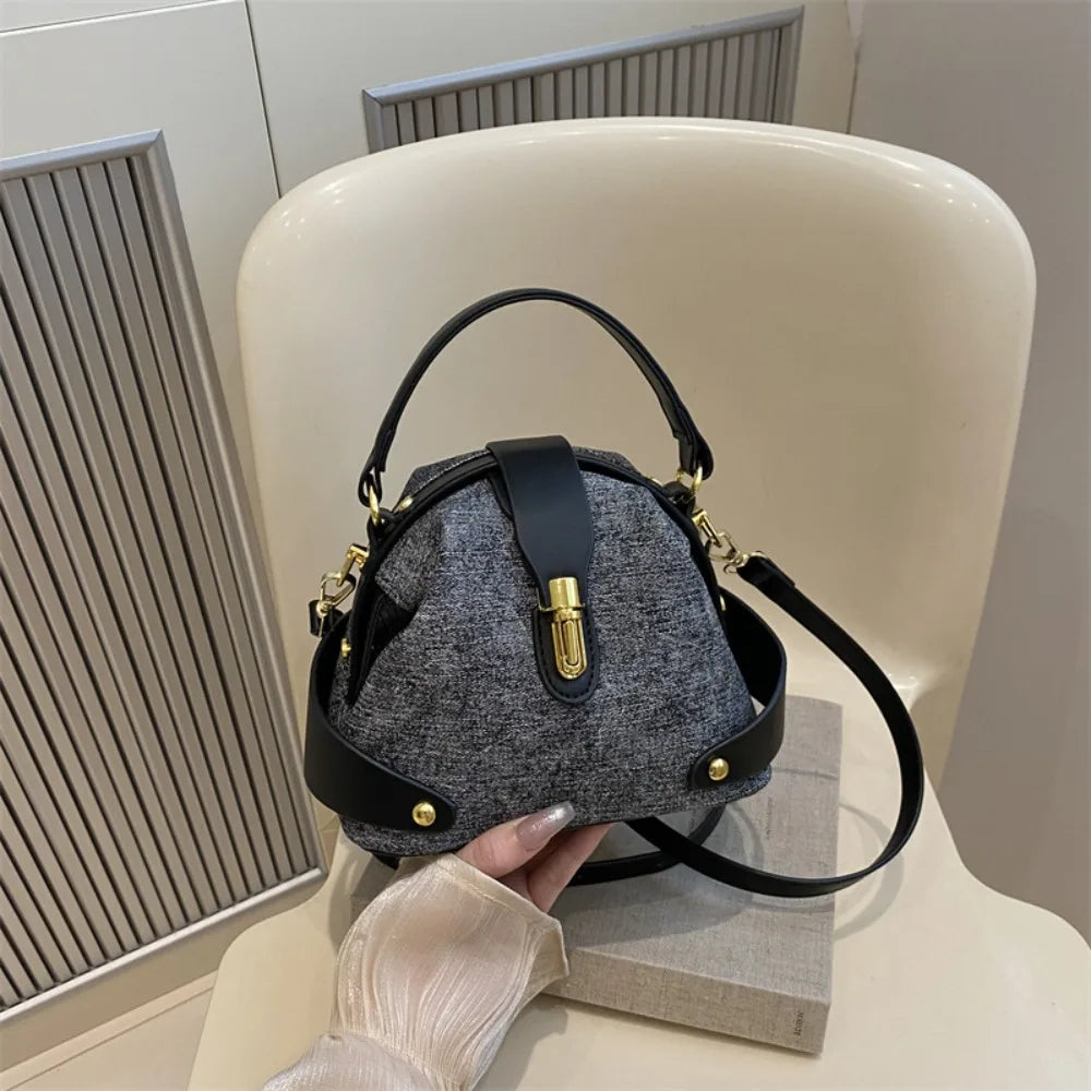 Vintage Shoulder Bag Luxury Leather Metal Buckle Messenger Bag