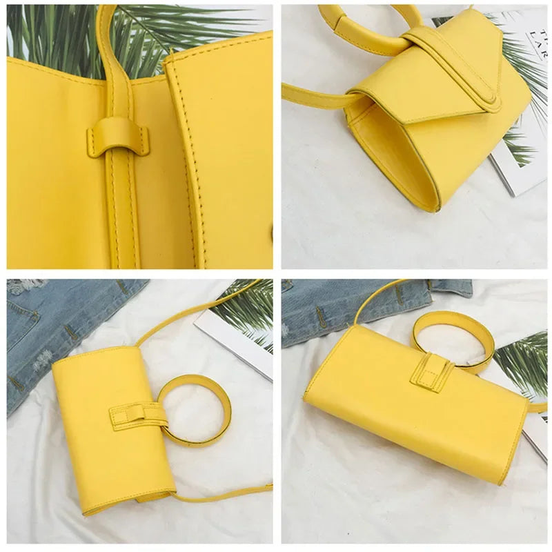 PU Leather Solid Color Clutch Ladies Diagonal Bag Hand Bag Women's Fashion