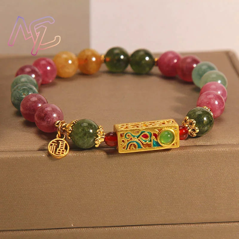 Natural Jade Agate Bracelet Exquisite Flower Design