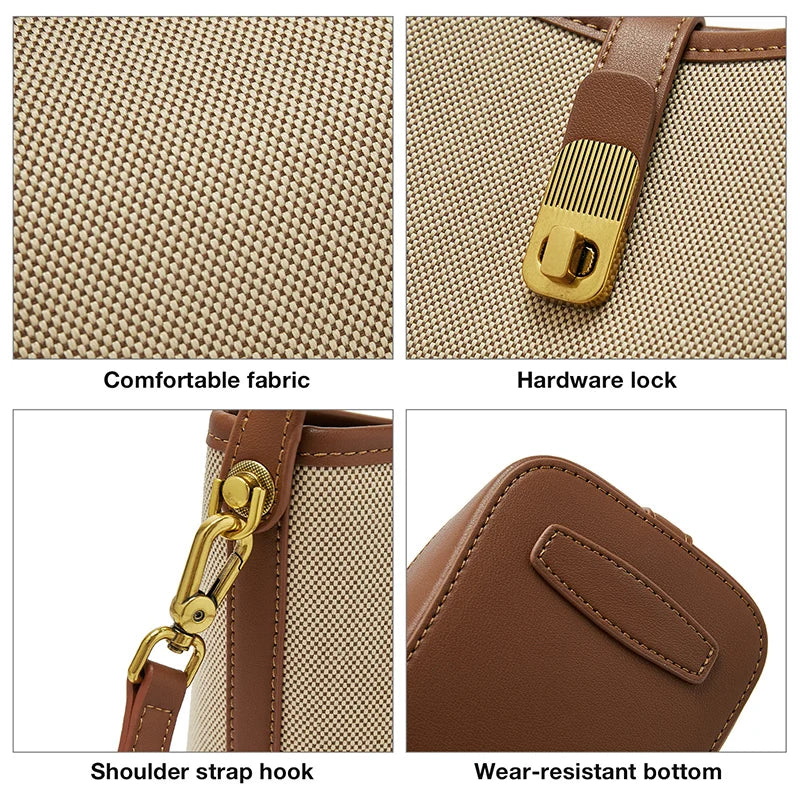 Women's Handbag PVC Leather Lady Bucket Bag Fashion Shoulder Bag Light Luxury