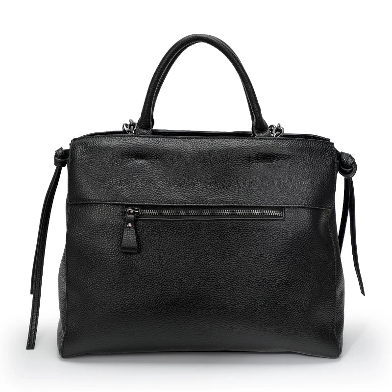 Large Capacity Cowhide Briefcase Crocodile Pattern