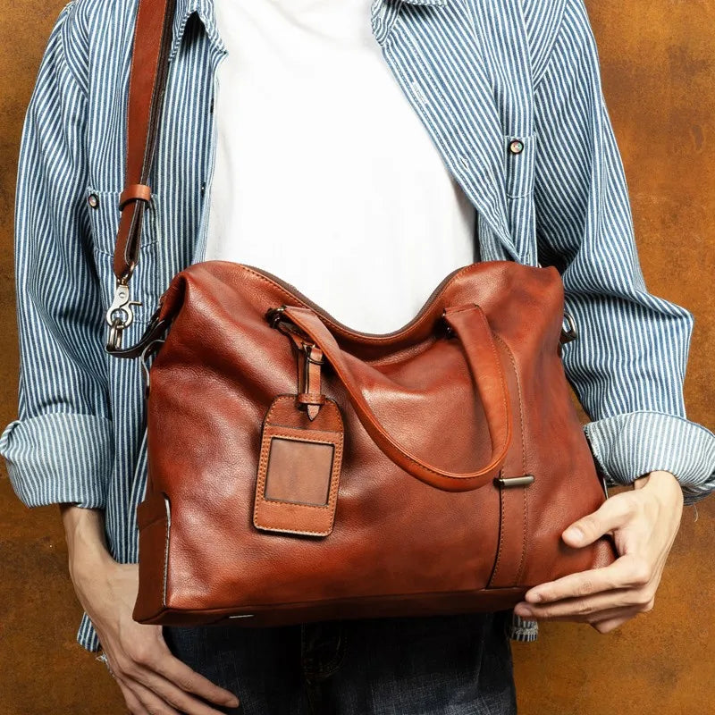 Handmade crossbody bag European and American fashion genuine leather travel bag