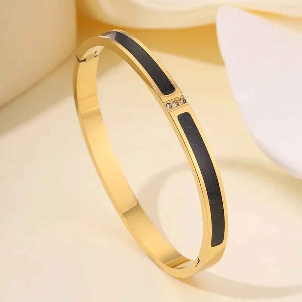 5/1pcs Sparkling Zirconia Inlaid Stainless Steel Bracelet