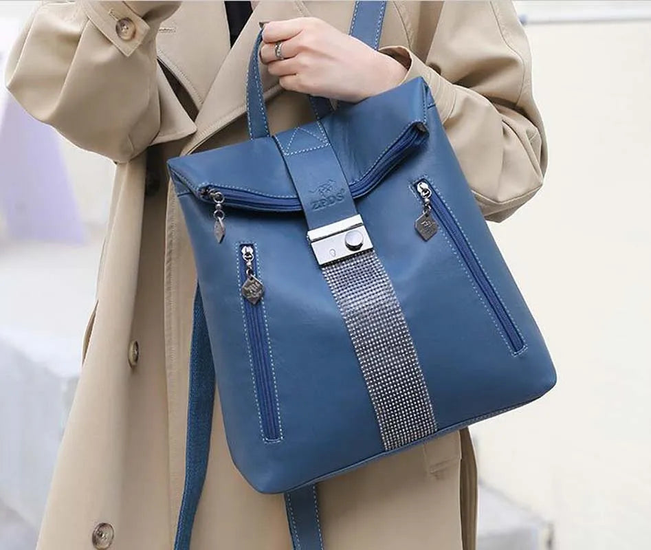 Fashionable Women Leather Backpacks Large Capacity Shoulder Bags Travel Backpack