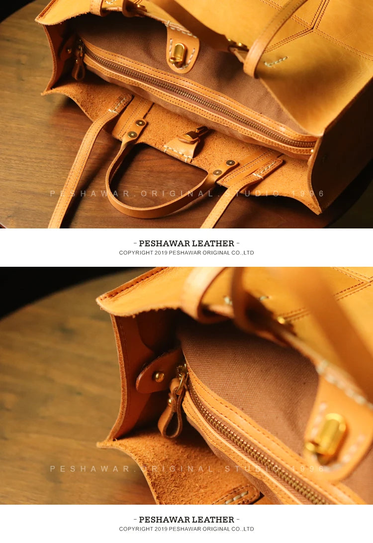 Genuine Leather Handbags Cowhide Large Capacity Tote Niche Retro Commuter Bags
