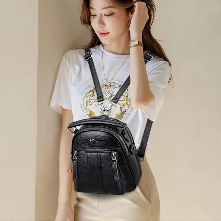 Leather Backpacks Multifunction Female Shoulder Bag Fashion Small Backpack