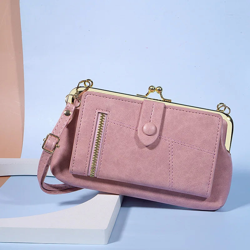 Pu Leather Zip Crossbody Shoulder Clutch Bag Purse Wallet Mobile Phone Bag