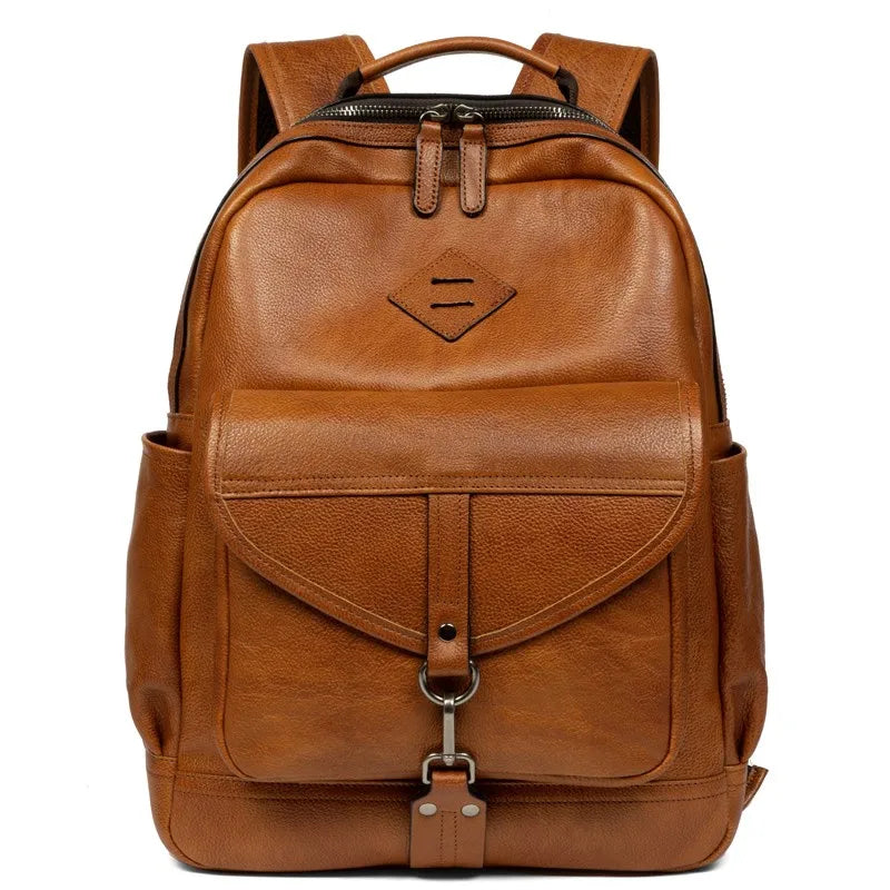 Retro handmade cowhide leather large capacity backpack for men – Euphema