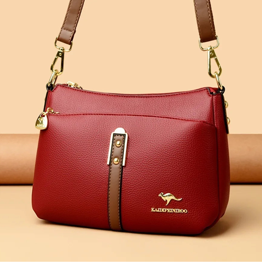 Brand Design Three Layers Fashion Shoulder Messenger Bag Luxury Soft Leather Sac