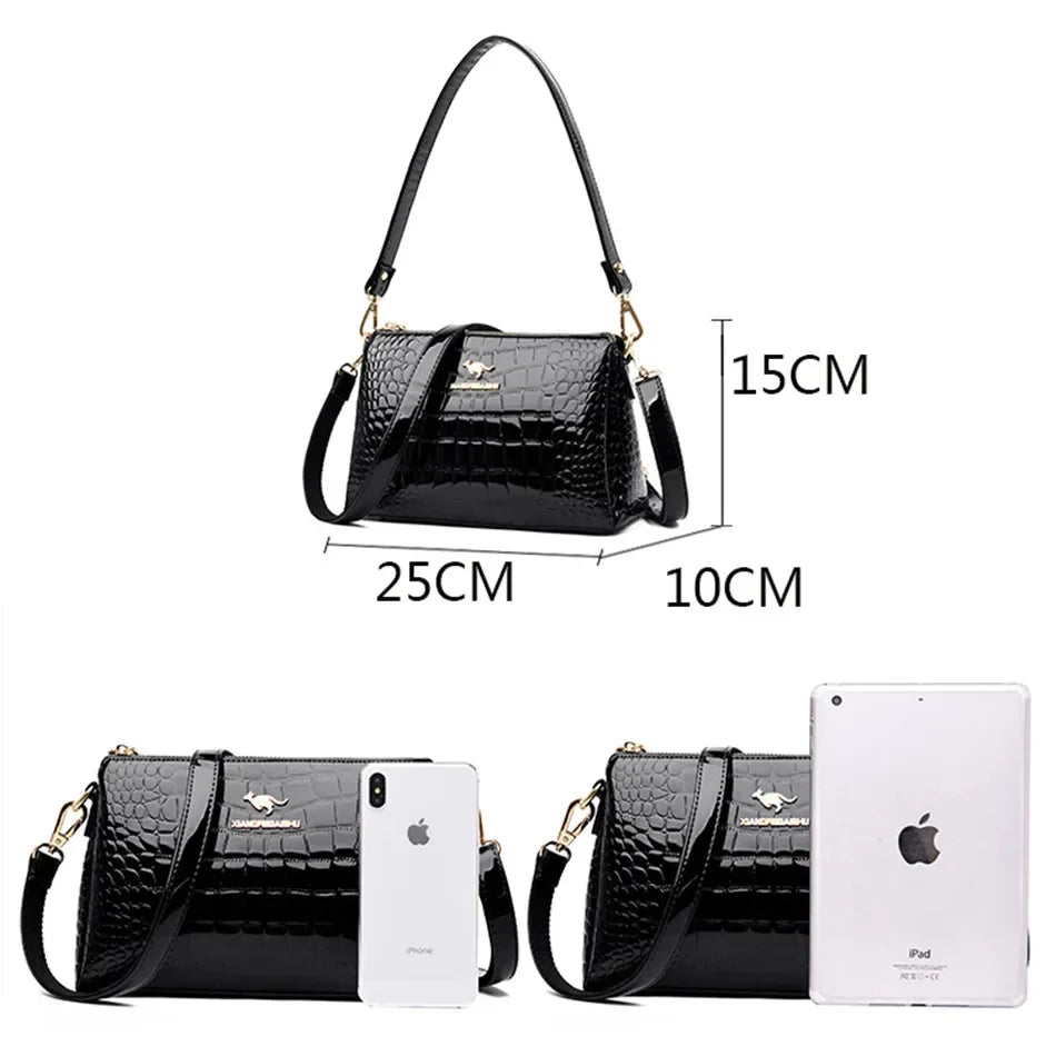 3-Layer partition Women Bag Soft Leather Luxury Handbag