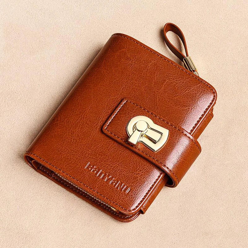 Genuine Leather Purse Wallet Small Zipper Card Holder