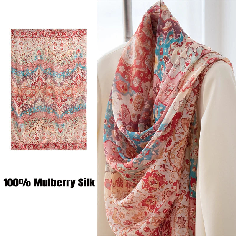Luxury 100% Mulberry Silk Scarf Thin Breathable Shawl