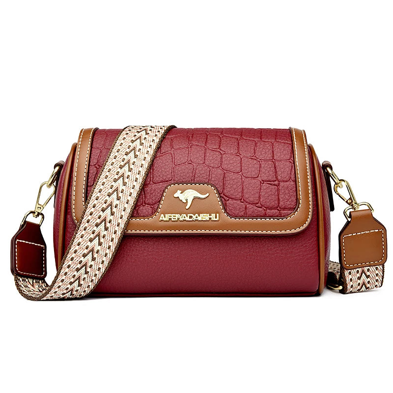 Stone Pu Leather Shoulder Bag Fashion Crossbody Square Satchel Bag