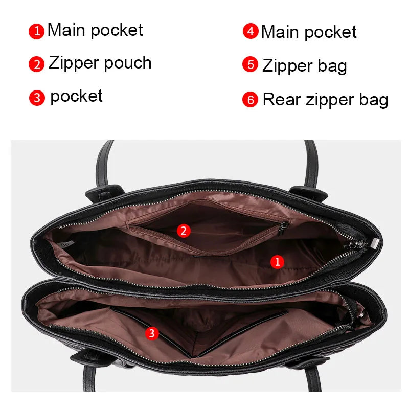 Genuine leather tote bag large capacity printed handbag