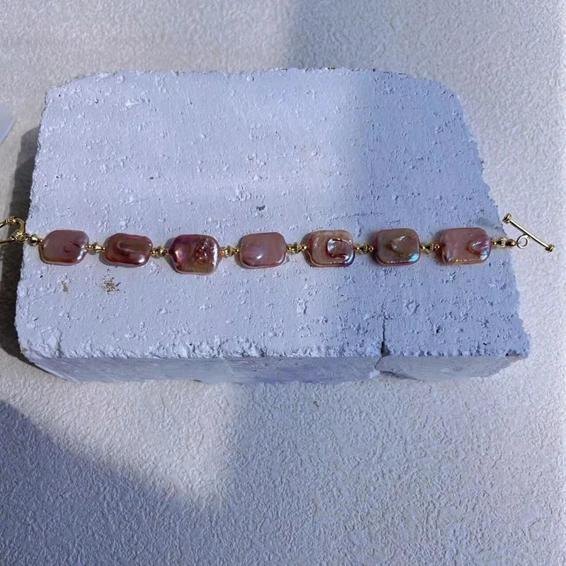 100% Natural Freshwater 15-20mm Baroque Sugar Pearl Bracelet