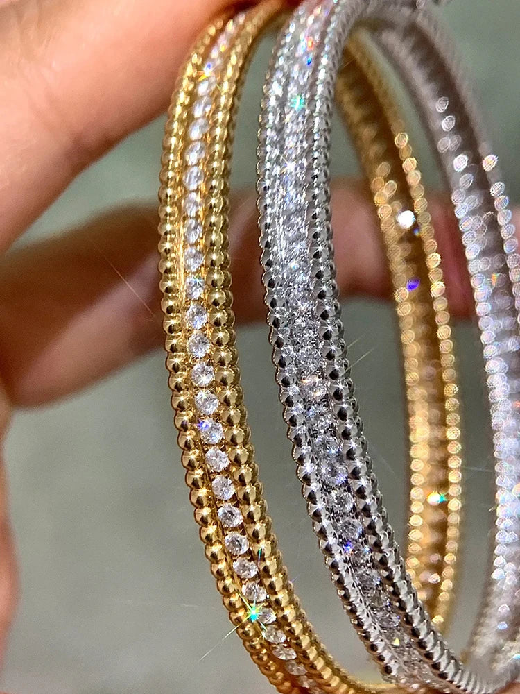 2mm Moissanite Bangle S925 Sterling Silver Plated 18K Gold