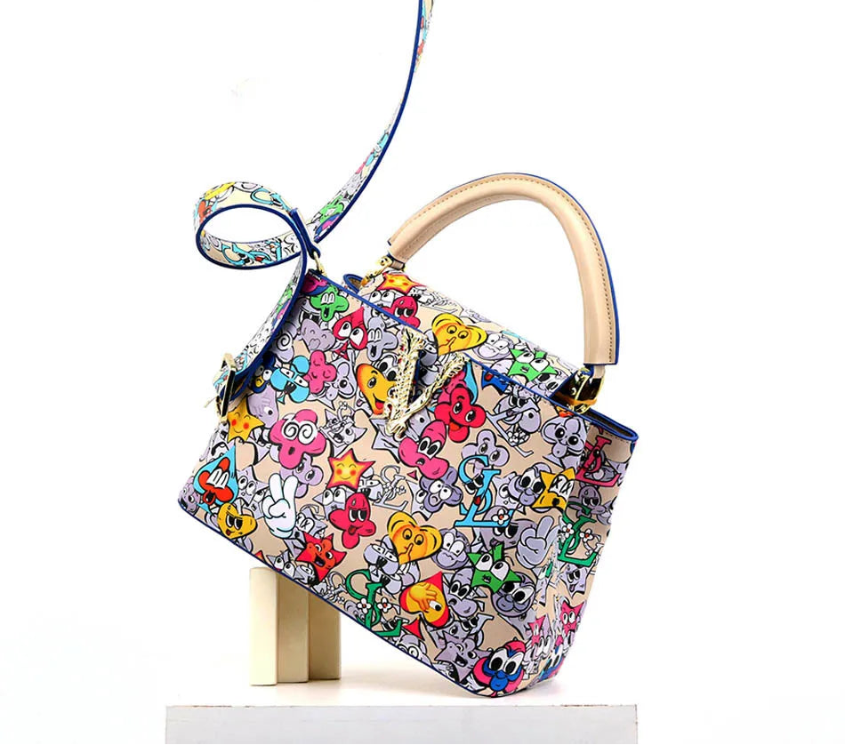Printed Handbag Microfiber Luxury Elegant Shoulder Crossbody Bag