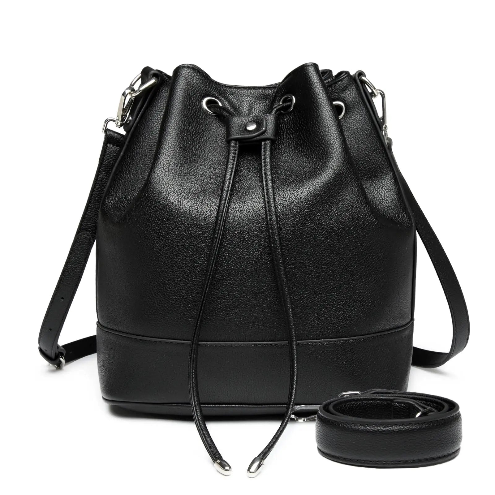 Leather Bucket Bags and Drawstring Crossbody Purse Medium Tote Stylish Handbags