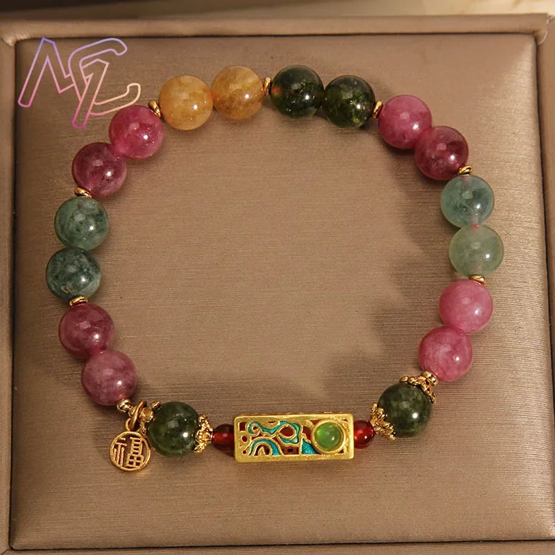 Natural Jade Agate Bracelet Exquisite Flower Design