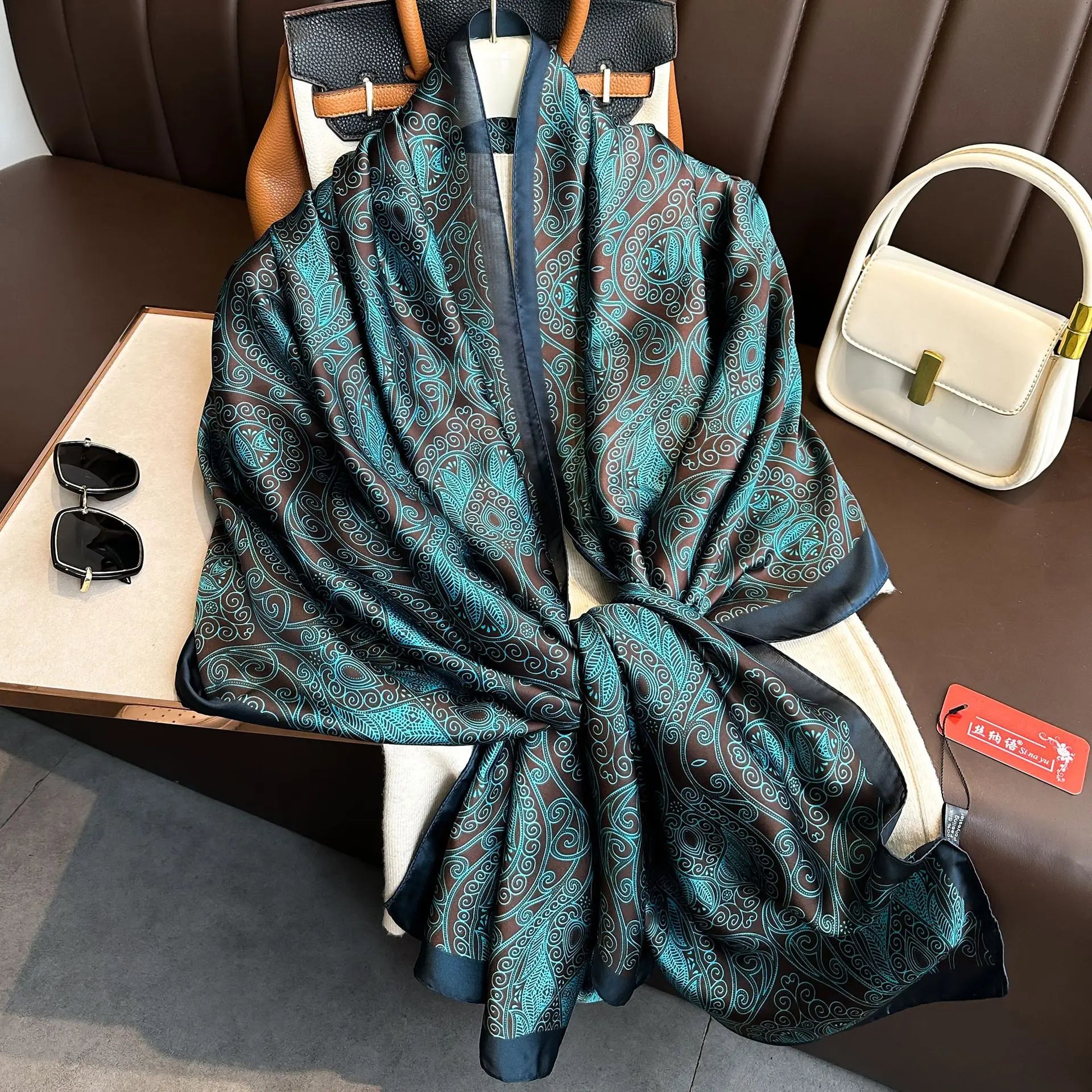 Luxury Brand Silk Scarves Women Fashion Print 180X90CM Long Silk Headscarf