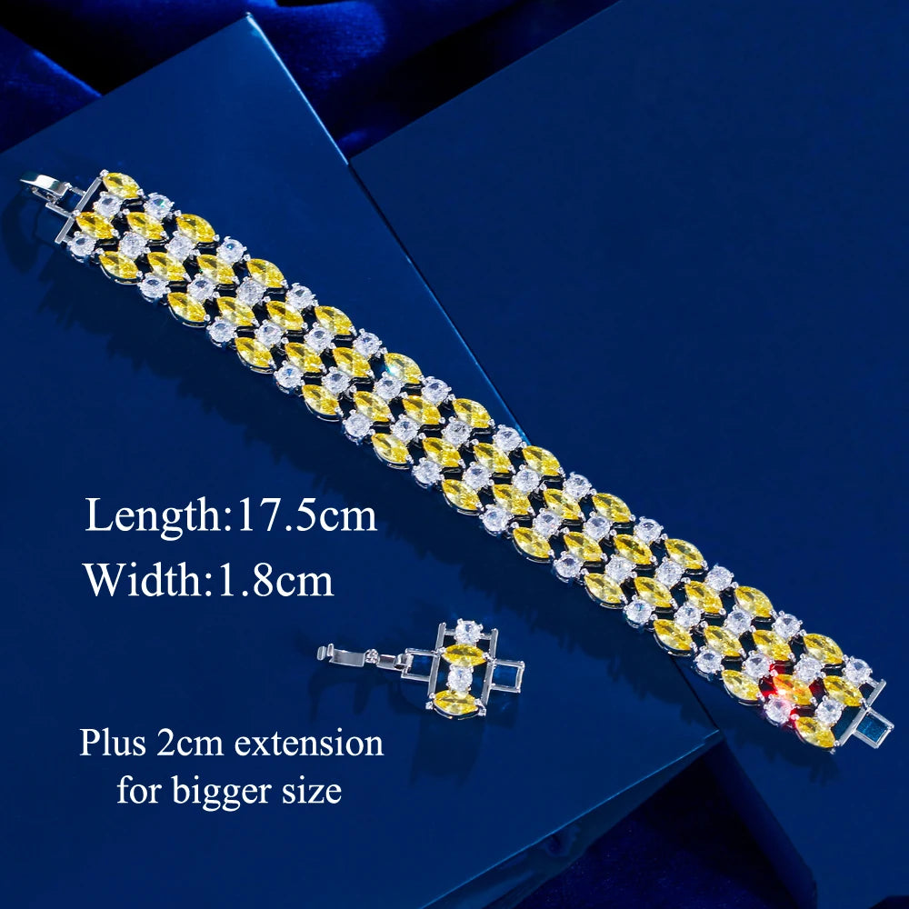 Luxury Green Zirconia Wide Fashion Bracelet for Women Fashion Evening Jewelry