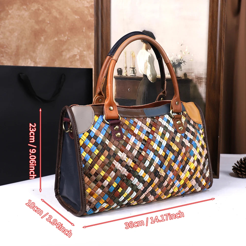 Retro hand-woven genuine leather casual versatile single-shoulder crossbody bag