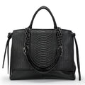 Large Capacity Cowhide Briefcase Crocodile Pattern