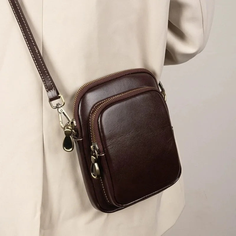 Genuine Leather Handbag Trendy Small Bag Vegetable Tanned Cowhide Bag