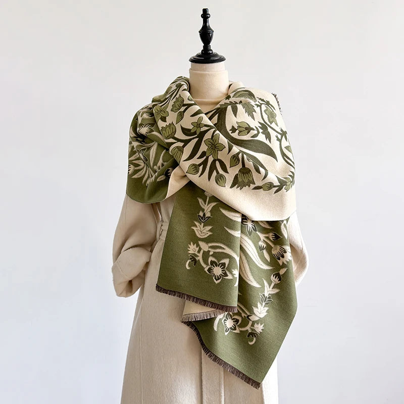 Elegant Women's Floral Jacquard Pashmina Shawl Scarf