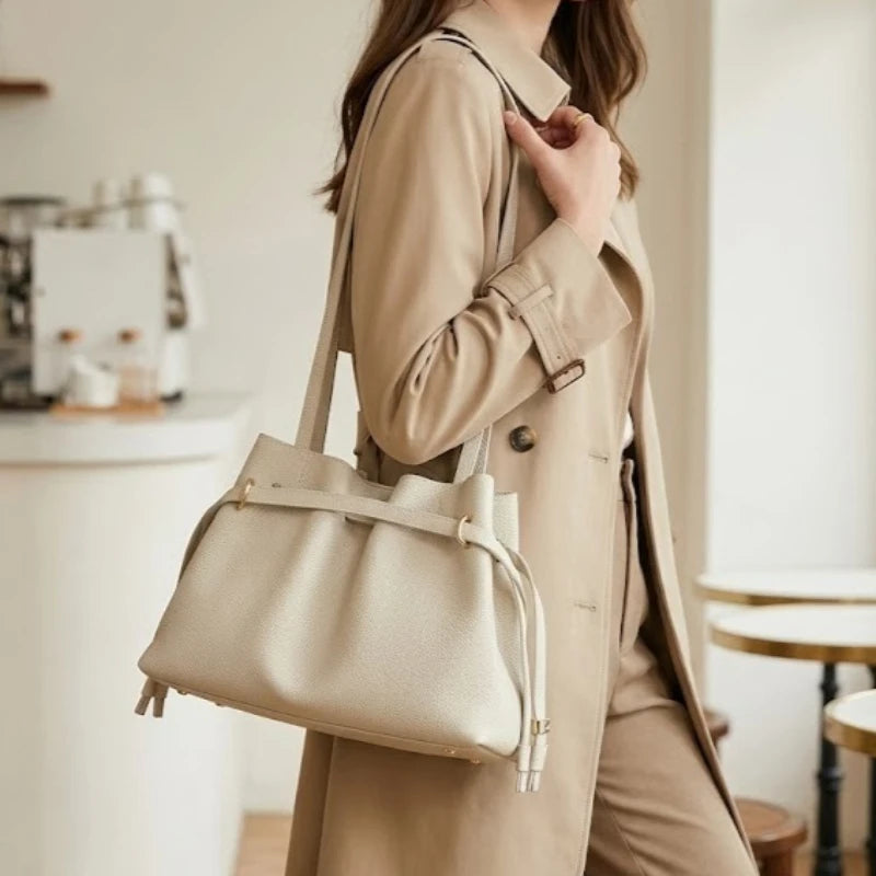 Genuine Leather Shoulder Bag Luxury Soft Retro Design