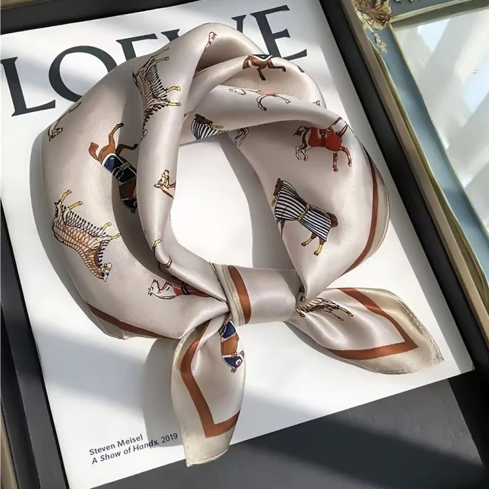 100% Silk Small Square Scarf Neckerchief for Women