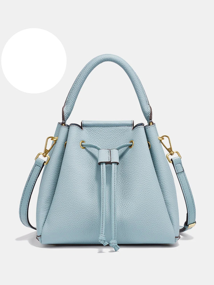 Genuine Leather Top-Handle Bag Simple Fashion Bucket Bag