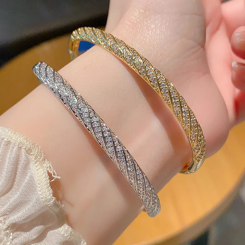 18k Gold plated brass jewelry bangle luxury court style trendy fashion bangle bracelet