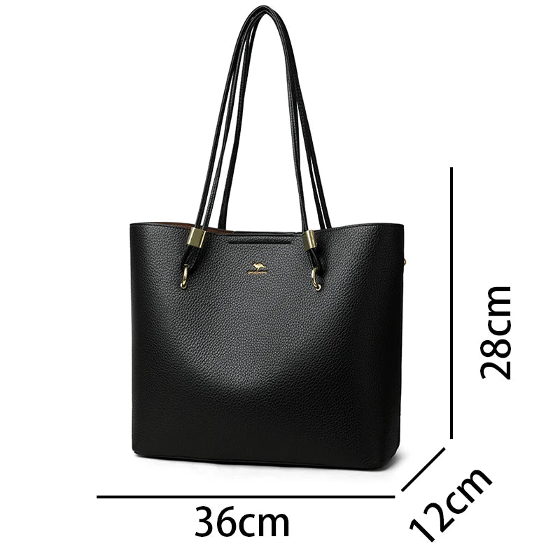 High Quality Brand Solid Color Bag Soft PU Leather Shoulder Bags Large Capacity