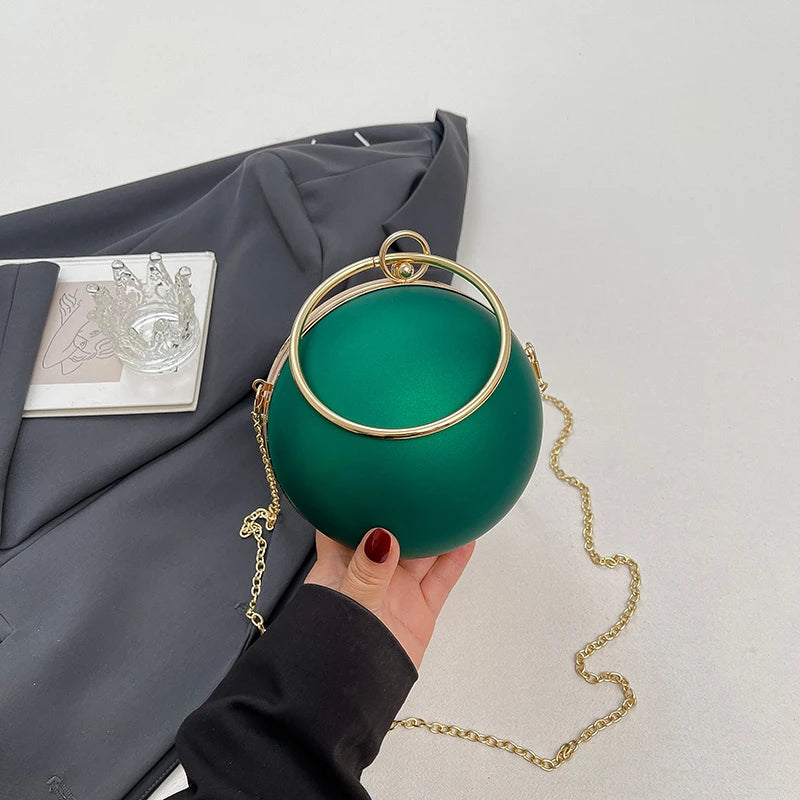 Stylish Metal Ring Handle Fashion Handbag Evening Clutch Bag