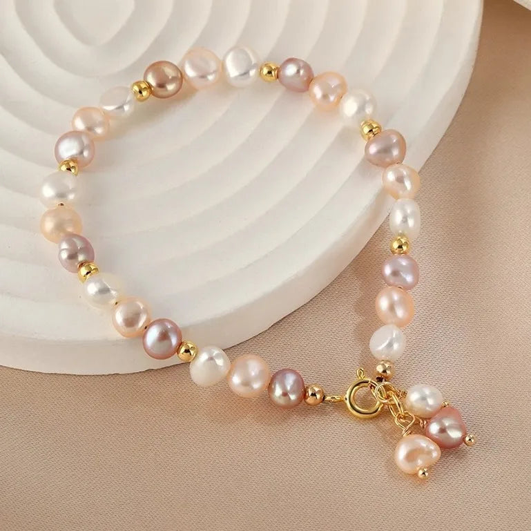 Natural Freshwater Pearl 14K Gold Filled Chain Bracelet