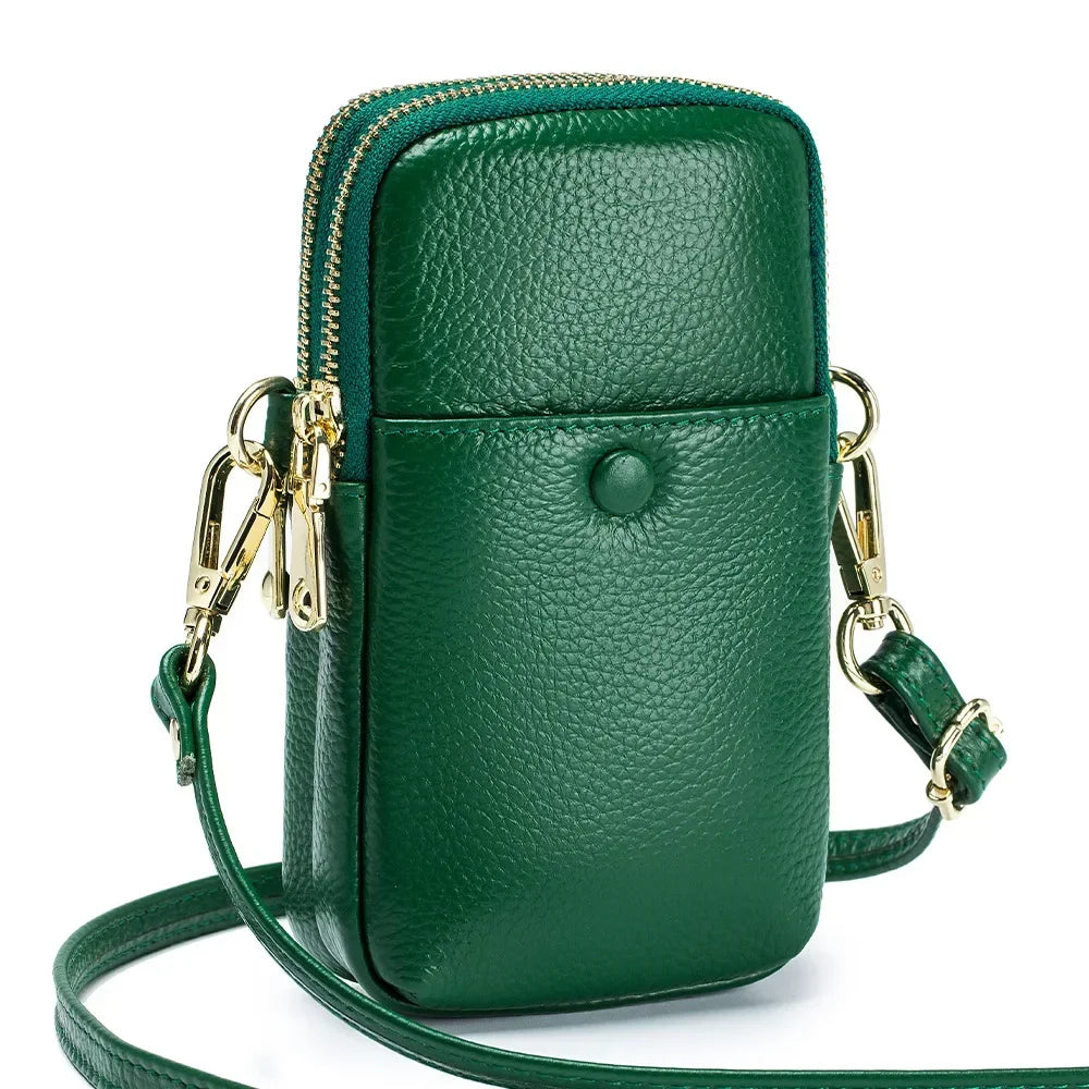 Mini Vertical Design Crossbody Female Bag Cow Leather Mobile Phone Bag Fashion