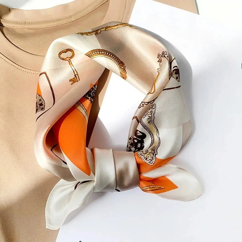 100% Real Silk Scarf Geometric Retro Fashion Scarves