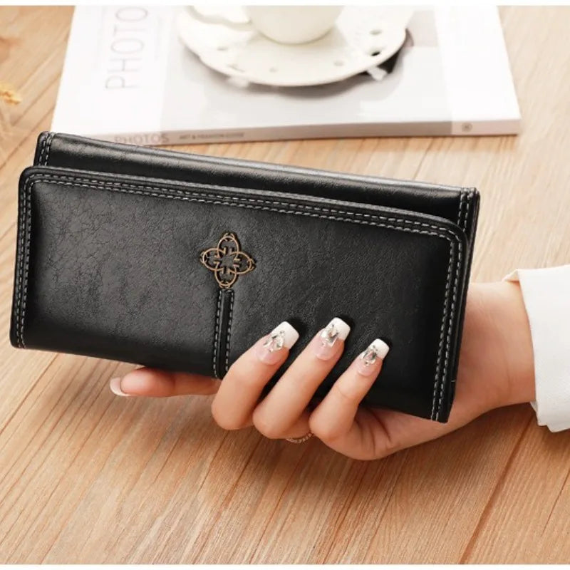 Long Leather Multi Card Slots Large Capacity Vintage Wallet